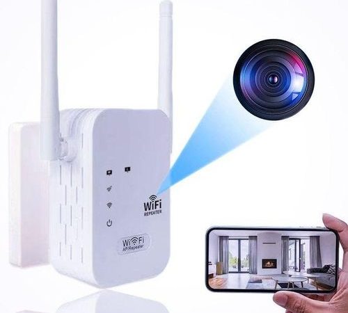 Répéteur wifi avec Caméra Espion - 2 dans 1 - Ultra discrète sans fil 1080P avec Détection de mouvement et vision nocturne - Booster wifi caméra espion cachée