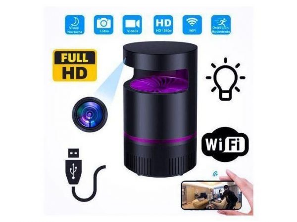 Lampe anti-moustiques avec Caméra Cachée Espion - 2 dans 1 - HD 4k sans fil- caméra espion avec détection de mouvement et vision nocturne