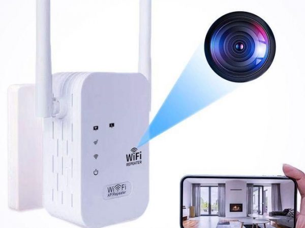 Répéteur wifi avec Caméra Espion - 2 dans 1 - Ultra discrète sans fil 1080P avec Détection de mouvement et vision nocturne - Booster wifi caméra espion cachée