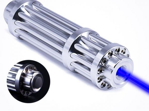 Pointeur Laser Bleu Haute Puissance Tactique - Kit 5 Embouts d'Effets + 2 Batteries + Chargeur